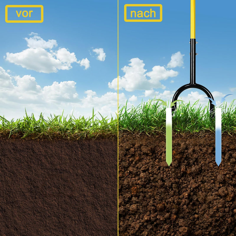 UISEBRT Rasenlüfter Manuell Rasenbelüfter 98,5cm, Aerifizierer für Rasen 3 in 1, Manuelle Bodenkrall