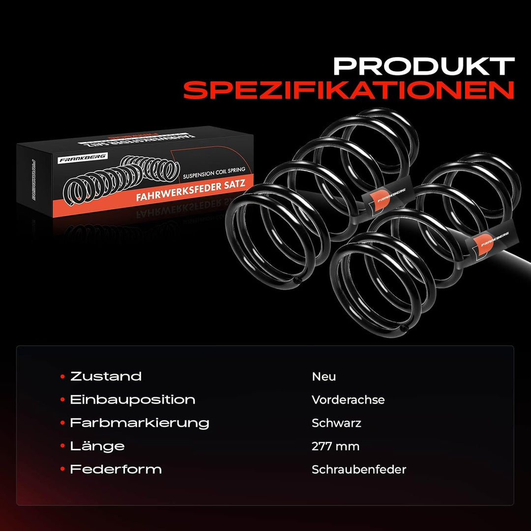 Frankberg 2x Federn Fahrwerksfeder Vorderachse Kompatibel mit Combo 71 1.2L 1.4L MPV 1994-2001 Repla