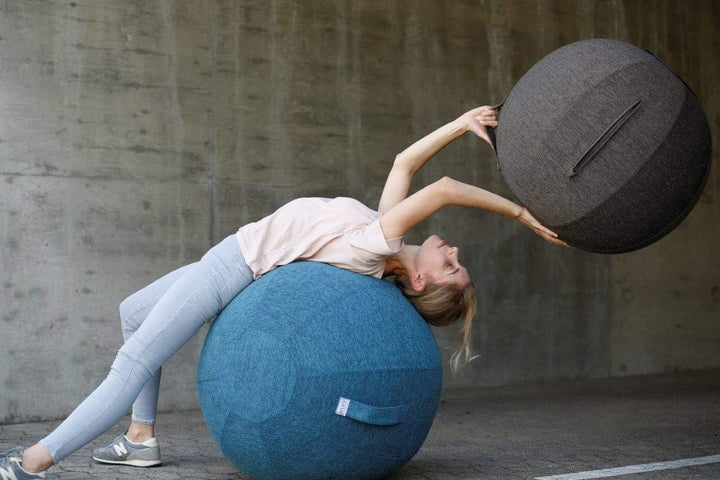 VLUV® BOL STOV Sitzball Büro Ergonomisch [Atmungsaktiv mit Tragegriff und Wegrollschutz] Waschbarer