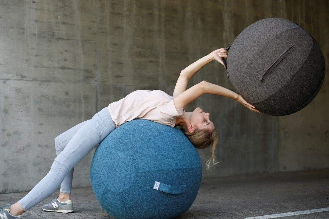 VLUV® BOL STOV Sitzball Büro Ergonomisch [Atmungsaktiv mit Tragegriff und Wegrollschutz] Waschbarer