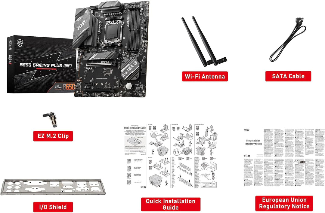MSI B650 Gaming Plus WiFi Motherboard (unterstützt AMD Ryzen 7000 Prozessoren, AM5 - DDR5 Memory Boo