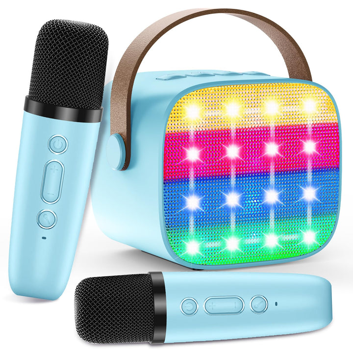 Karaoke Maschine Kinder, Mini Karaoke Maschine mit 2 Mikrofonen, Spielzeug ab 3-12 Jahre Mädchen Jun