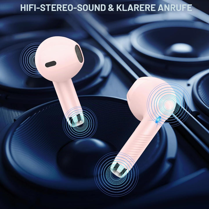Bluetooth Kopfhörer, Tiefer Bass in ear kopfhörer, 4 ENC Noise Cancelling Mic Earbuds, 50Std 3D HiFi