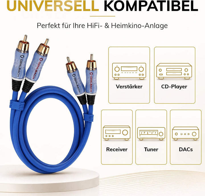 Oehlbach Beat - Stereo Audiokabel - Cinch-Kabel Set für CD-Player &amp; Verstärker (effektive Schirmung