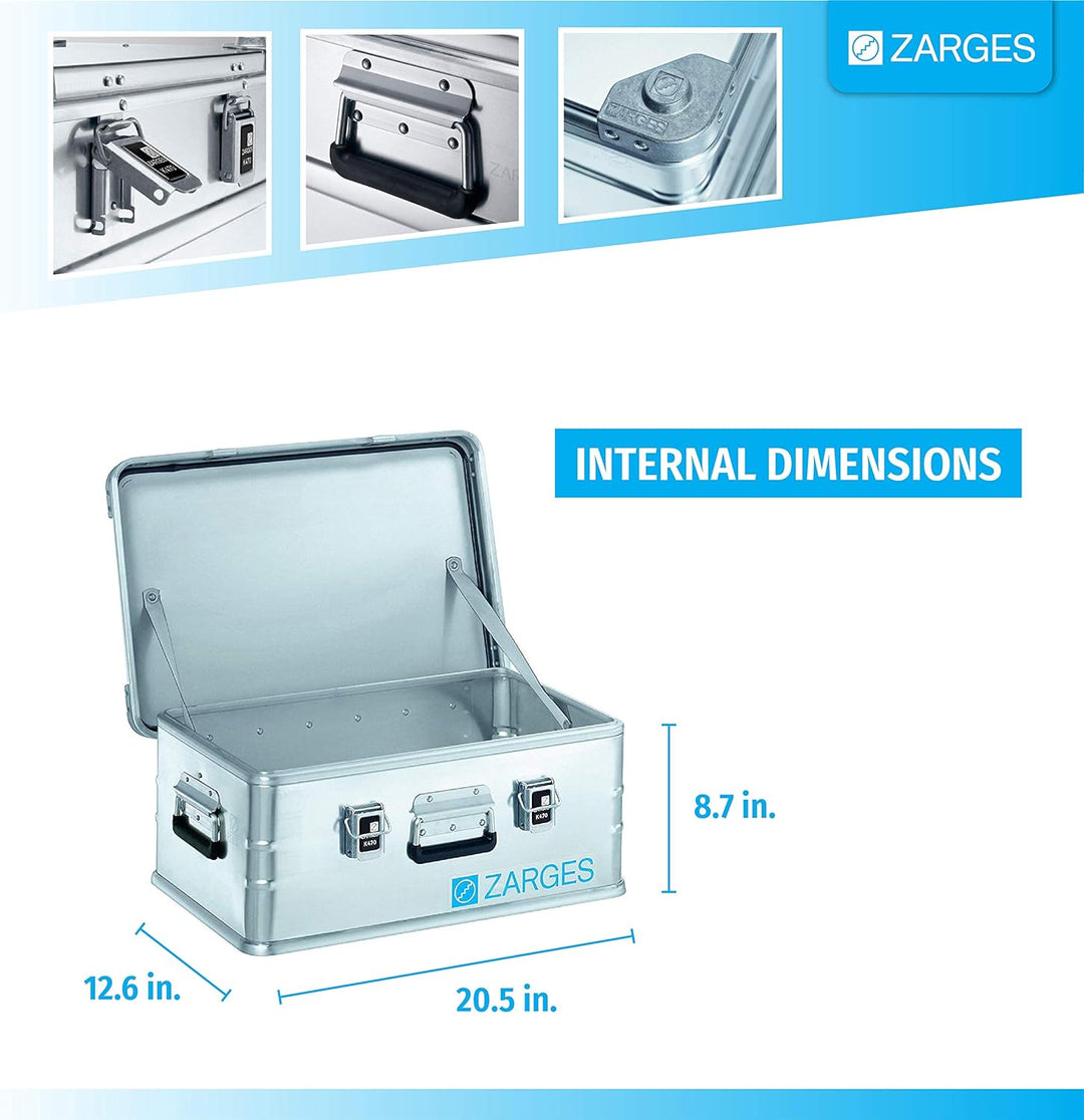 Zarges ZAR40568 Alu-Kiste K470 42l, IM: 550x350x220mm, alusilber 550x350x220mm (Internal), 550x350x2
