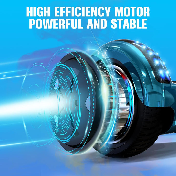 GeekMe Hoverboards 6.5”Zweimotoren 2-Rad-Hoverboards Hoverboards mit LED-Leuchten Bluetooth Cyan, Cy