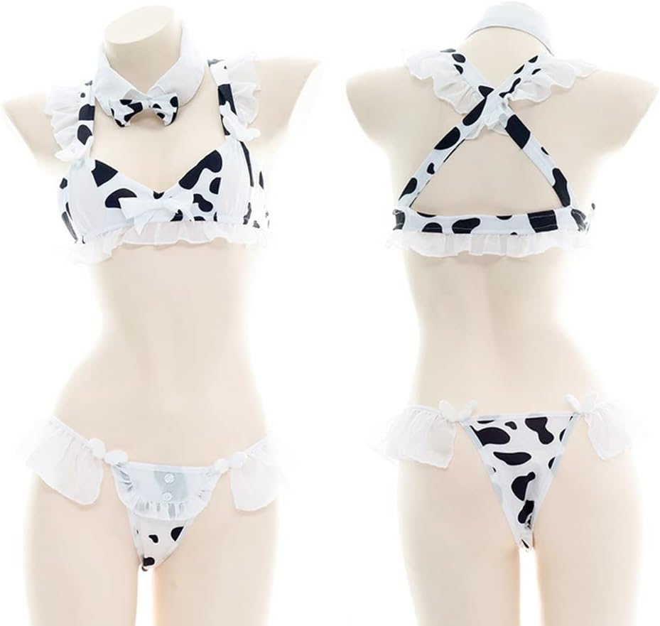 SINGUYUN Damen Anime Kuh Bikini Cosplay Dessous Lolita Kawaii BH und Panty Set Japanische Unterwäsch