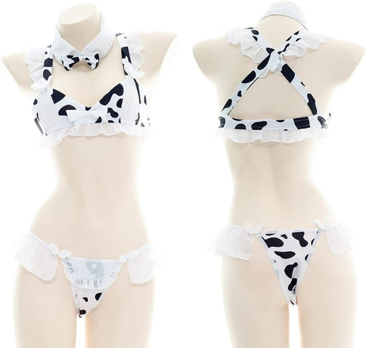 SINGUYUN Damen Anime Kuh Bikini Cosplay Dessous Lolita Kawaii BH und Panty Set Japanische Unterwäsch