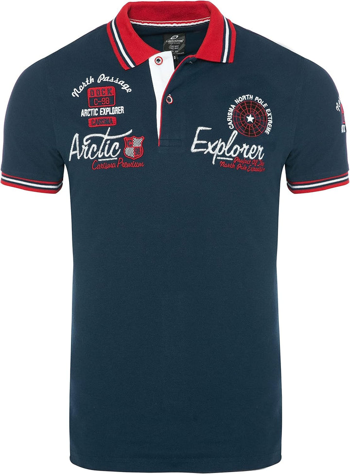 Carisma Casual Herren Poloshirt Kurzarm T-Shirt Regular Fit mit Hochwertigen Stickerei 4634 M Navy,