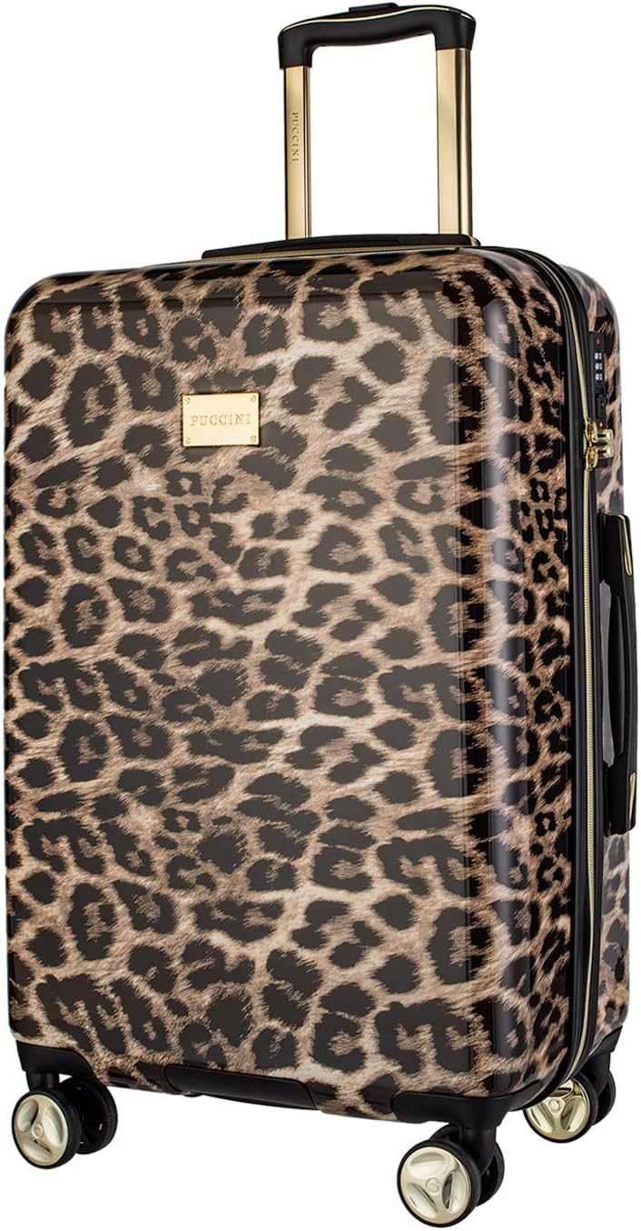 Koffer Reisekoffer Hartschalen Trolly Puccini® Beverly Hills (Leopard Beige 6, Set: Gross + Mittelgr