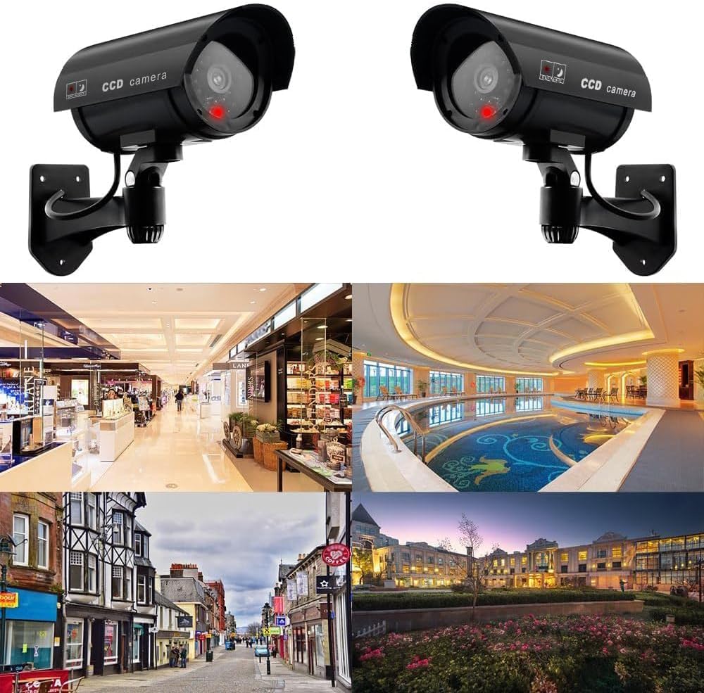 ERWEY Dummy Kamera Fake Überwachung Kamera CCTV mit Blinkendem LED Licht Sicherheitskamera - 4 Stück