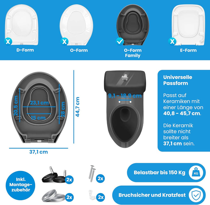 KESSER® WC Sitz mit Absenkautomatik Toilettendeckel Quick-Release-Funktion und Softclose - einfache