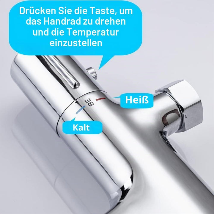 ONECE Thermostat Duscharmatur für Badewanne und Dusche, Badewannenarmatur mit Wasserfall Auslauf, Th