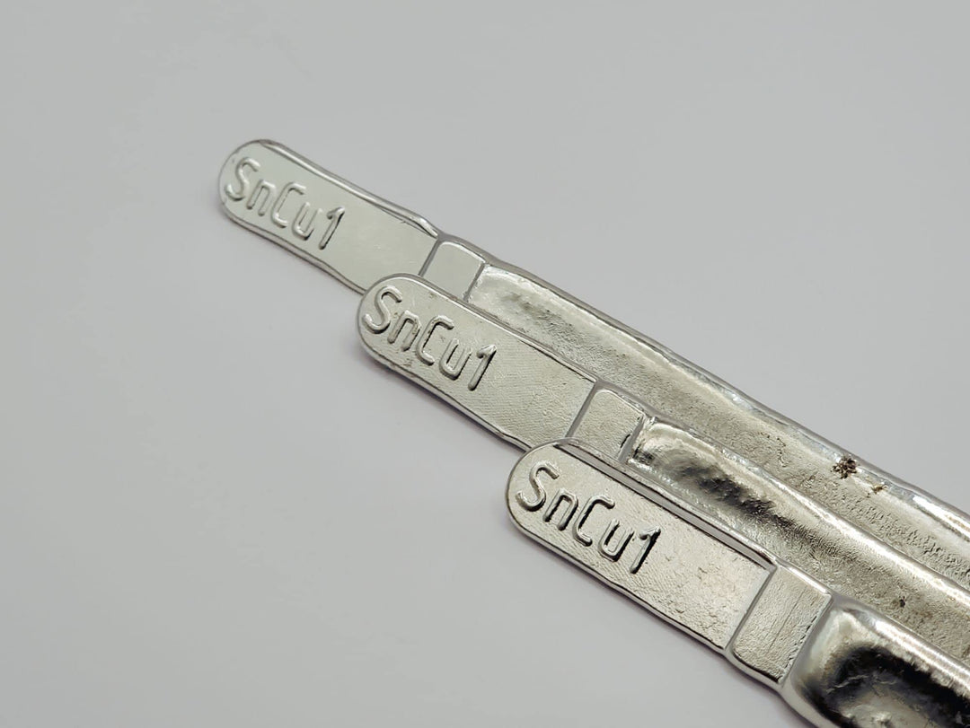Lötzinn Stangen SnCu0,7 Dreikant Stab 1kg-100g, Lebensmittelzinn, Lötzinn Stab (1000) 1000.0 Gramm,