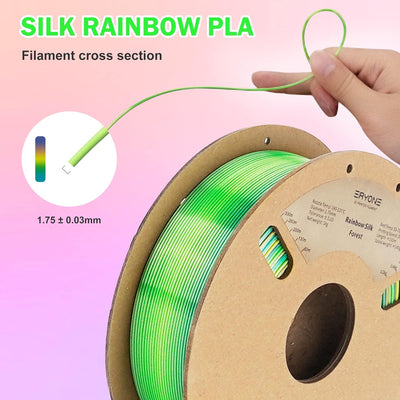 ERYONE Silk Rainobw PLA Filament PLA 1.75mm, 3D-Drucker Silk PLA Filament, 0,03 mm, 1kg / Spule, For