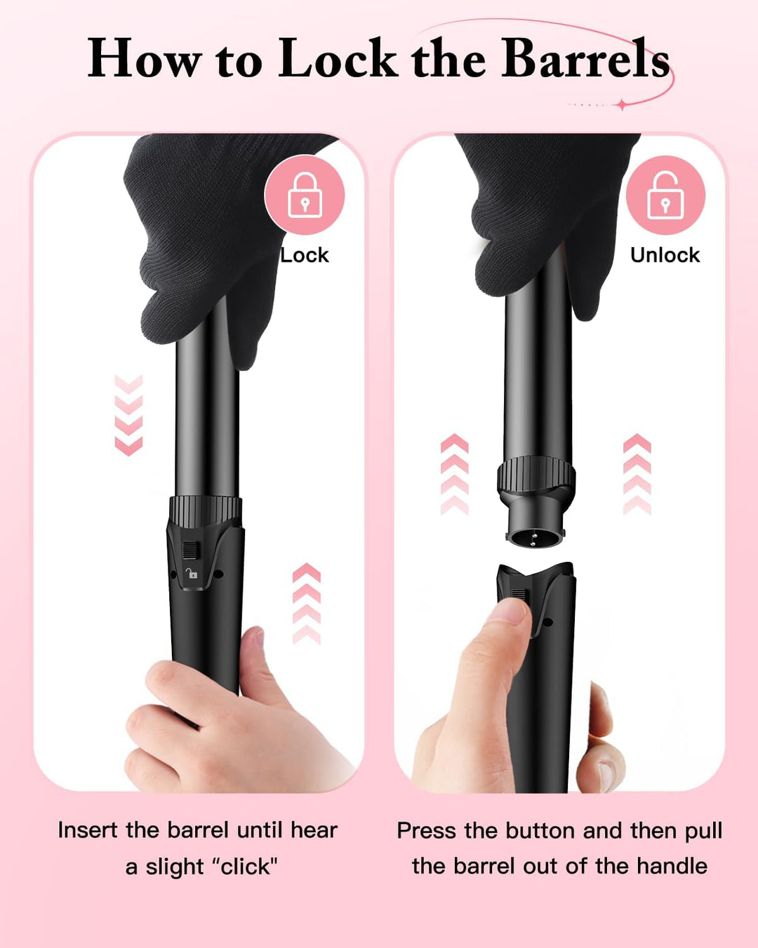 Lockenstab Lockenstäbe 3 Fässer Welleneisen 5 in 1– Lockenstab Set 3 Fässer für grosser Wellen, Temp