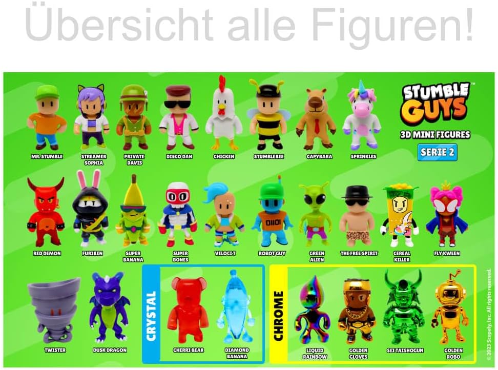 Generisch Stumble Guys 3D Sammelfiguren Serie 2 - Chrome Crystal Figur - Auswahl (Figur 11. Velocit)