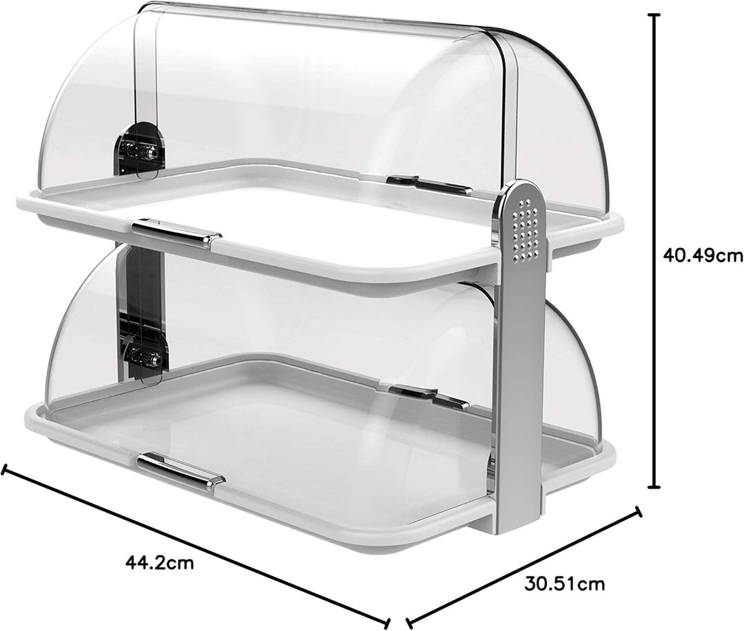 BIESSE Classica Mehrzweck-Brotkasten Doppelt, Polypropylen, Silberfarben/Weiss, 44,2 x 31 x 40,5 cm