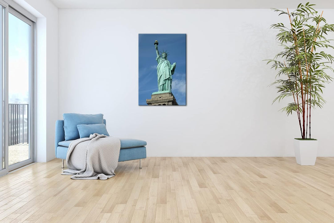 deyoli Die gigantische Freiheitsstatue im Format: 80x60 als Leinwandbild, Motiv fertig gerahmt auf E