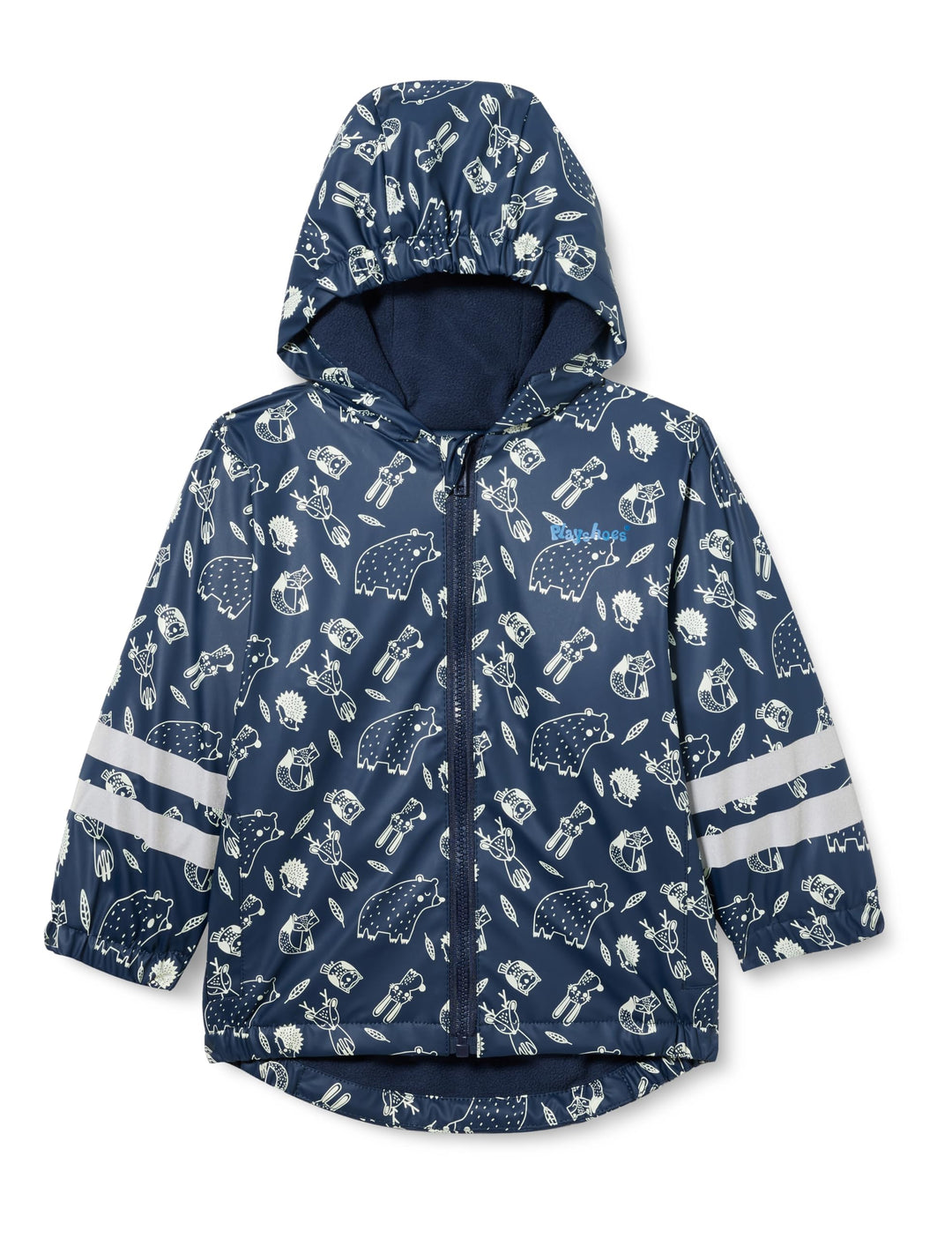 Playshoes Unisex Kinder Fleece-Futter Regenmantel Regenjacke Regenbekleidung 80 marine Waldtiere, 80