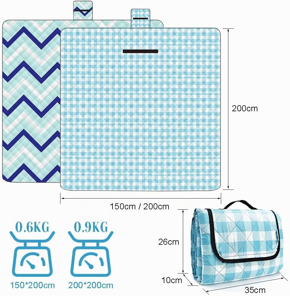 Waschbar Picknickdecke Wasserdicht Isoliert, Strandmatte Gepolstert Faltbar, Large Picnic Blanket Wa