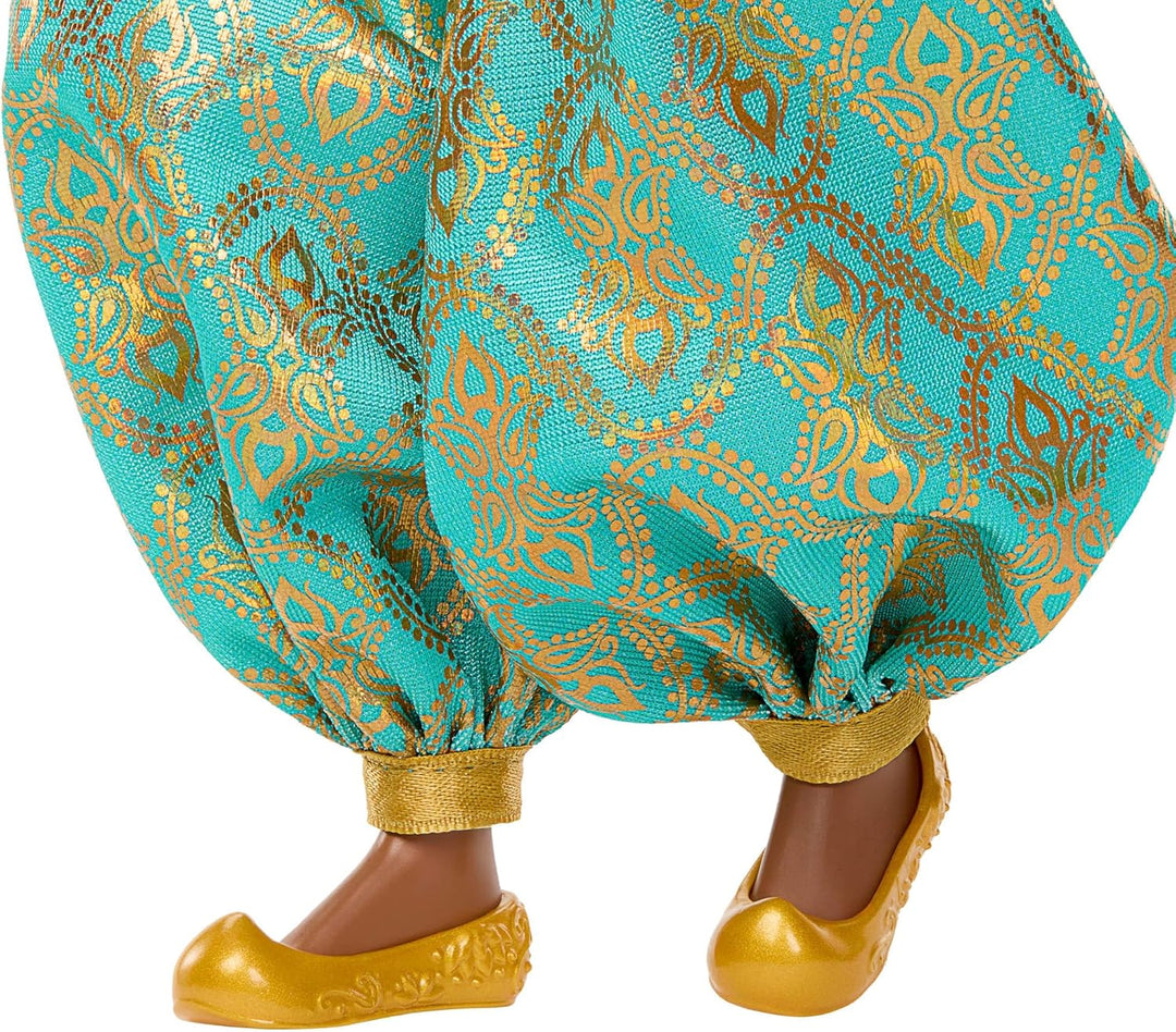 Mattel Disney Princess Glitzerprinzessin Jasmin Modepuppe mit Zubehörteilen, mit abnehmbarem Outfit,