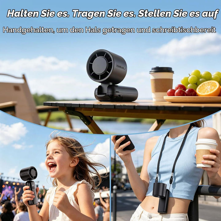 Handventilator Akku Aufladbar 3-in-1,5000mAh Mini Ventilator mit 100 Geschwindigkeiten,12H Laufzeit,