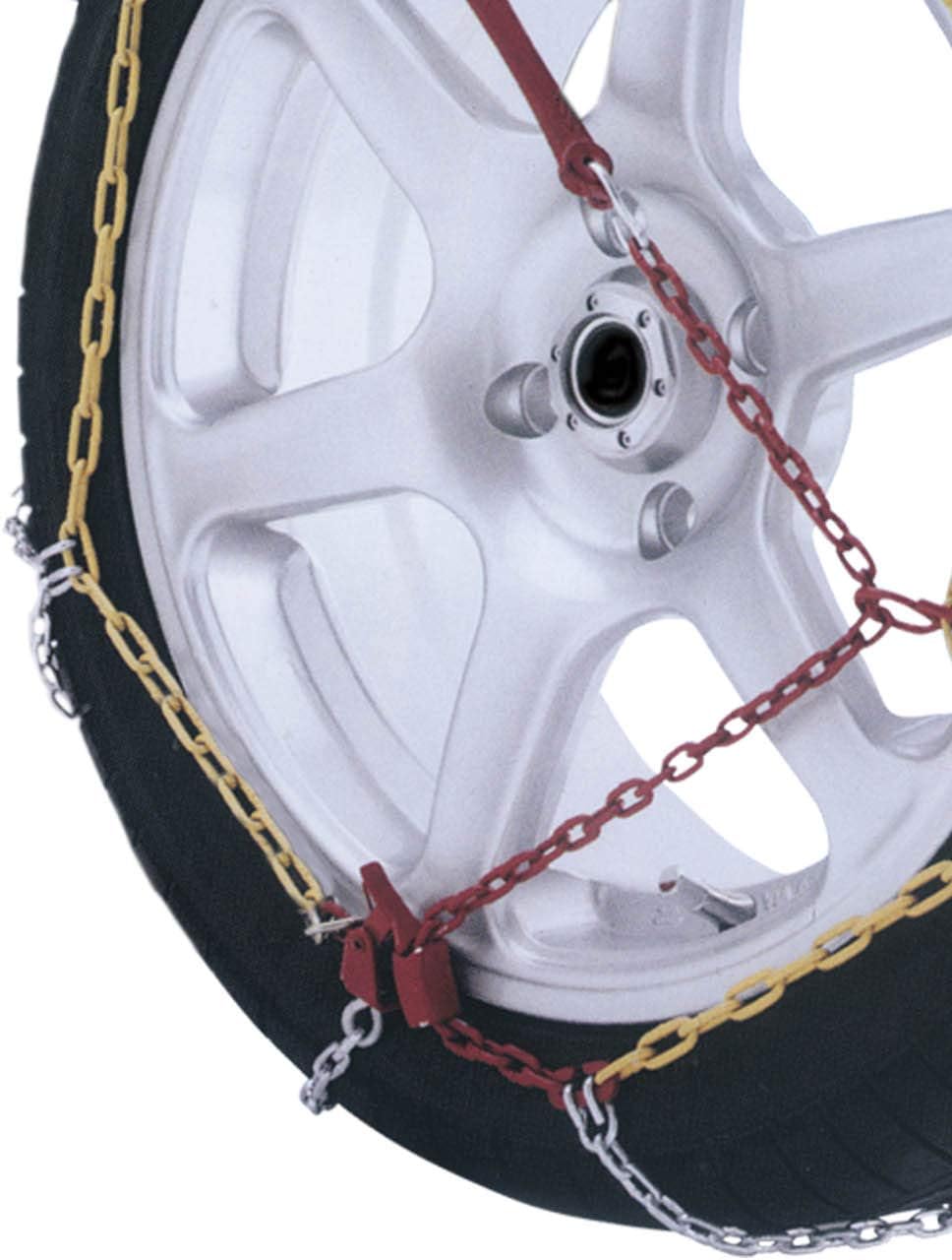 Netzförmige Schneeketten der Marke KRAWEHL mit einem Durchmesser von 9 mm und einem mechanischen Ten