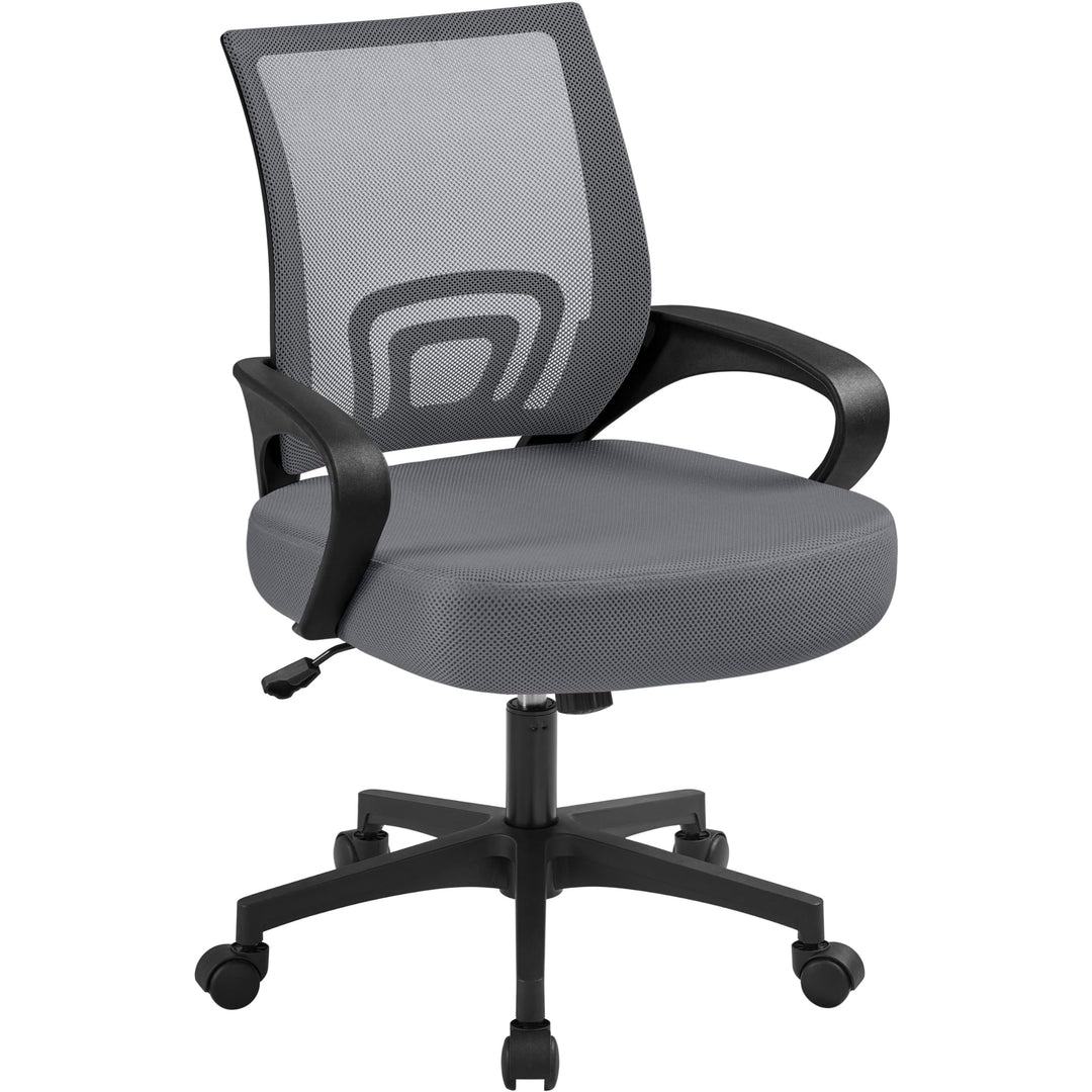 Yaheetech Bürostuhl, Ergonomischer Schreibtischstuhl mit Netzbespannung und Armlehnen, Drehstuhl aus