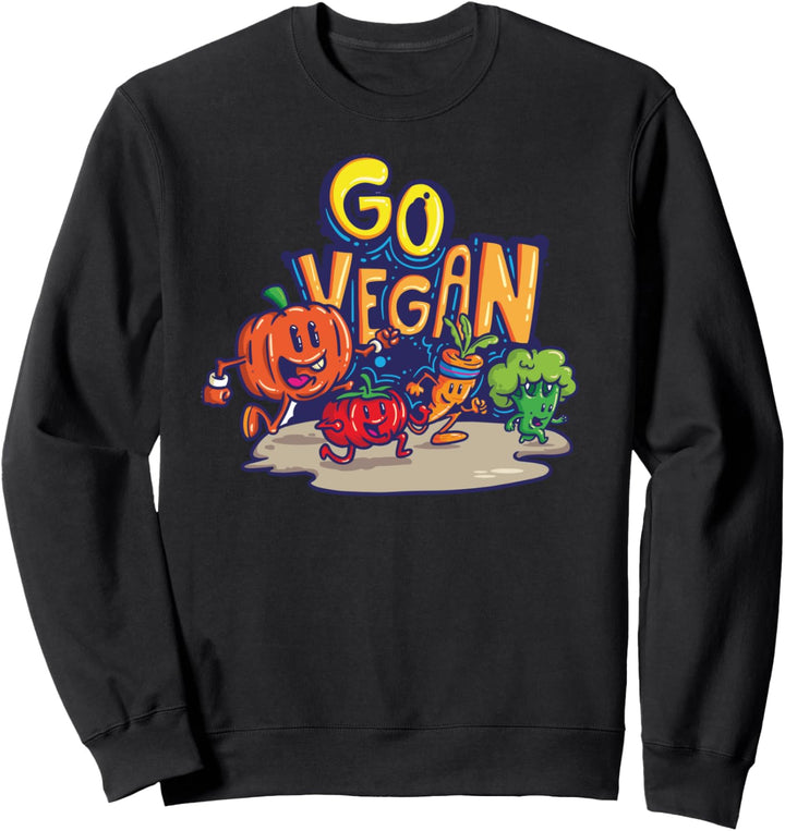 werden sie vegan lustiges gemüse läuft zusammen geschenk Sweatshirt