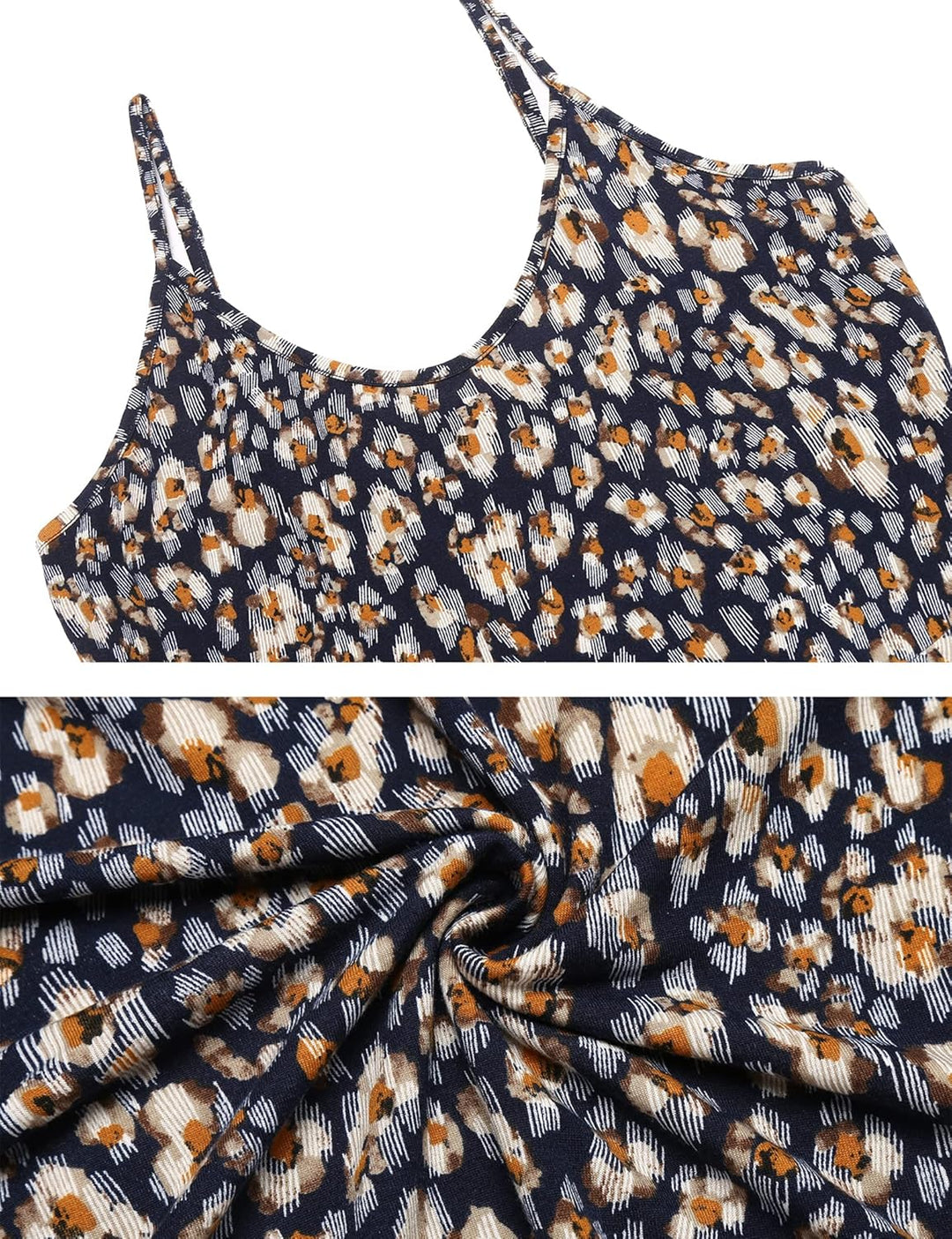 UNibelle Damen Sommerkleid Blumenmuster Kleid V-Ausschnitt Strandkleid Verstellbaren Spaghettiträger