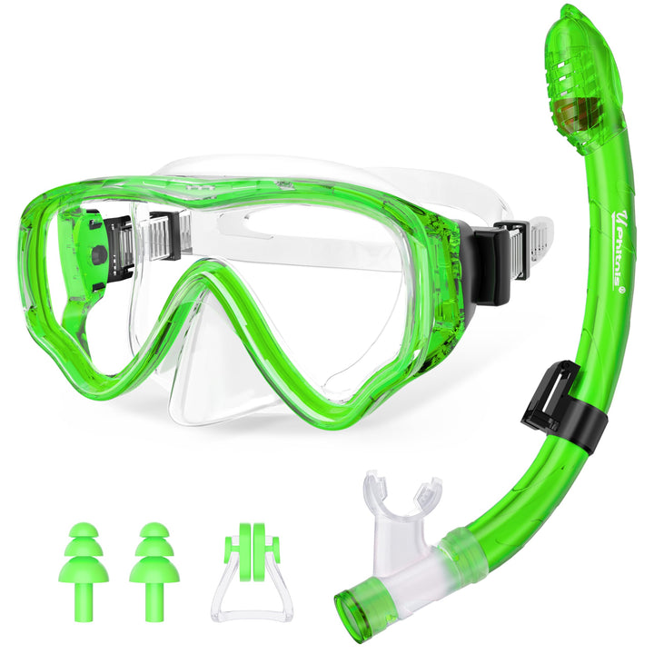 Schnorchelset Kinder - Taucherbrille Anti-Fog und Trocken Schnorchel - Anti-Leck Tauchmaske Dry Schn
