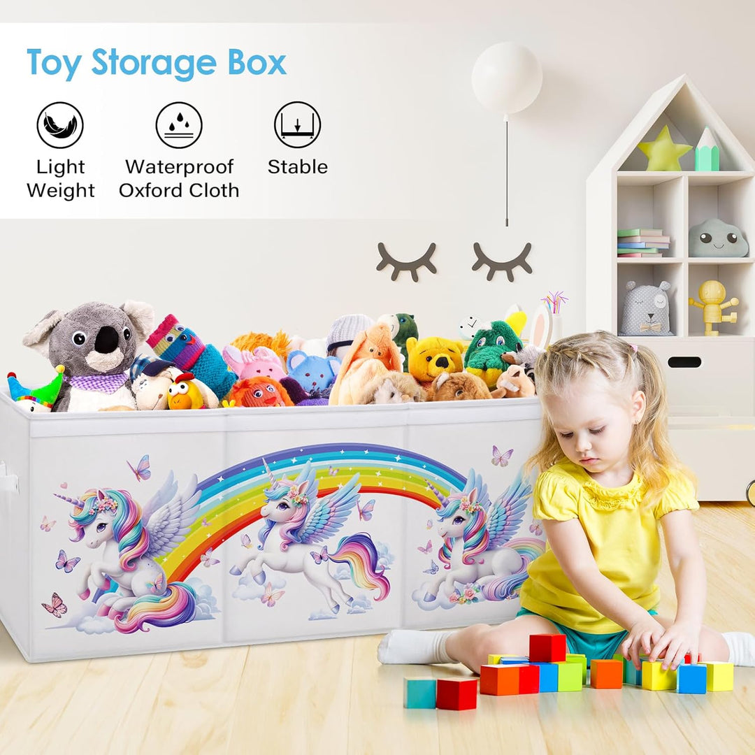 Extra Gross Aufbewahrungsbox mit Deckel Kinder, Zusammenklappbare Oxford-Spielzeugkiste mit Griff fü