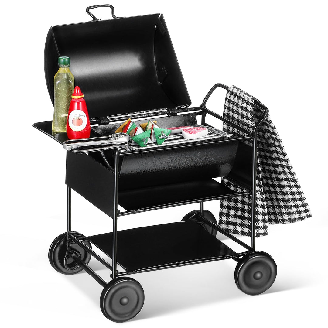 Hemobllo 1:12 Kindergrill Spielzeug Mini Grill, Puppenhaus Zubehör Küche und Garten, Miniatur Möbel