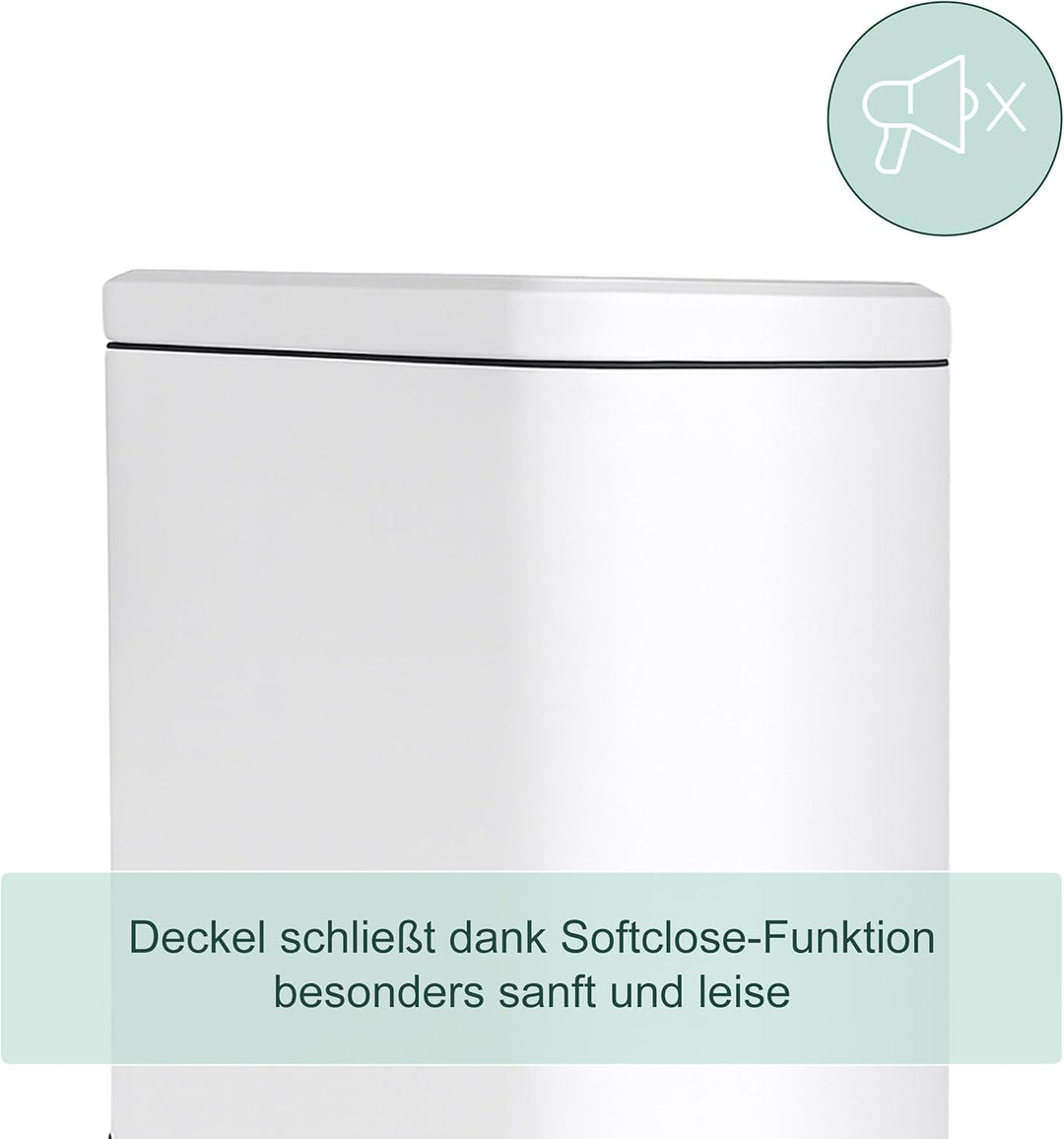 Relaxdays Mülleimer, 10 Liter, 16 cm schmal, Softclose, Fusspedal, Inneneimer, Küche & Bad, Matter A