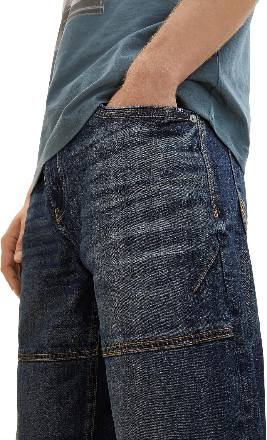 TOM TAILOR Herren Max Overknee Bermuda Shorts 28 10120 - Used Dark Stone Blue Denim, 28 10120 - Used