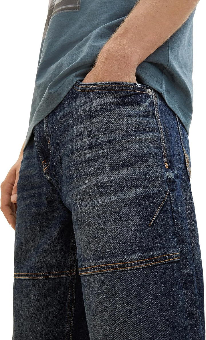 TOM TAILOR Herren Max Overknee Bermuda Shorts 30 10120 - Used Dark Stone Blue Denim, 30 10120 - Used