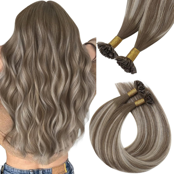 Easyouth Echthaar Bondings Extensions Blond Ombre Bonding Extensions Echthaar Goldblond Balayage Mit