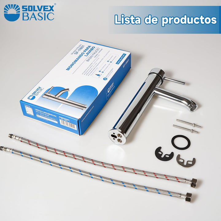 SOLVEX Waschbecken Armaturen, Wasserhahn Bad, Edelstahl Waschtischarmatur, Mischbatterie Waschbecken