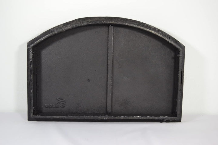 SEZAM doppelte Backofentür aus Gusseisen mit Türriegel, Nietenoptik, Pizzaofentür - Brotofen - Stein