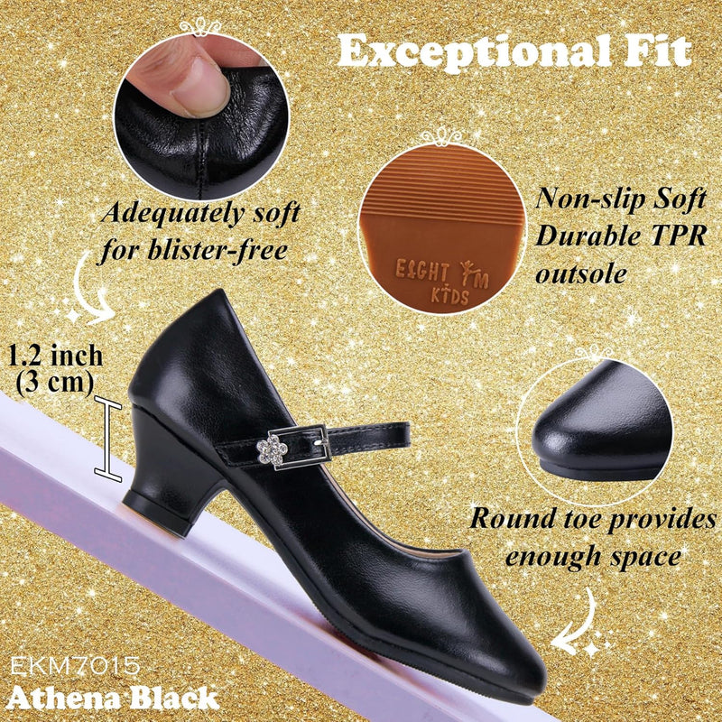 EIGHT KM EKM7015 Mädchen High Heel Kleid Schuhe Mary Jane Prinzessin Hochzeit Pumps Funkelnder Glitz