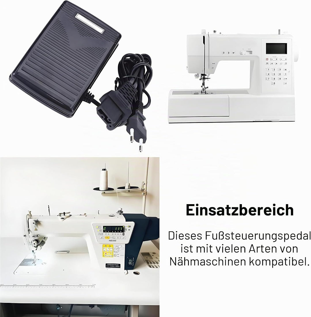 Nähmaschinen Fusspedal, EU Stecker 200-240V Home Nähmaschine Fussschalterpedal Mit Netzkabel Nähmasc