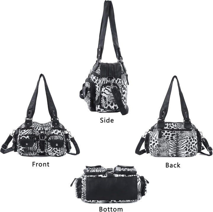 Angel Kiss Damen Handtasche 2 Hauptfächer Multifunktionale Handtasche Weich PU Leder Tasche mit Reis
