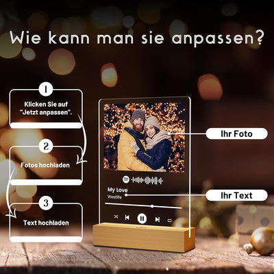 Giftove Spotify Glas Personalisierte Geschenke für Frauen ＆ Männer - Weihnachtsgeschenke für Frau Fr
