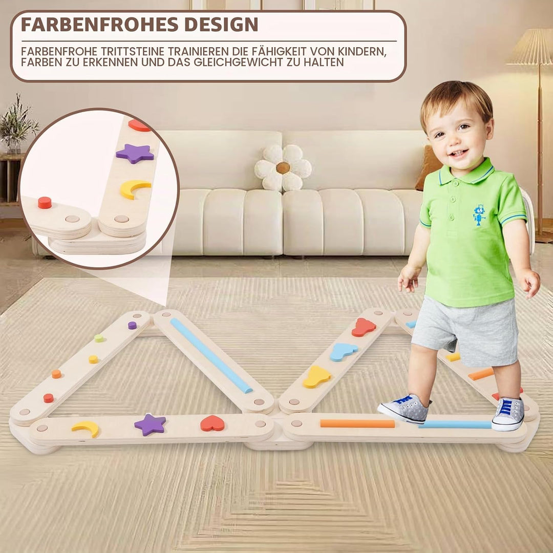 Holz Kleinkinder Schwebebalken Bunte Hindernisstange,Balancierbalken Kinder Montessori Spielzeug für