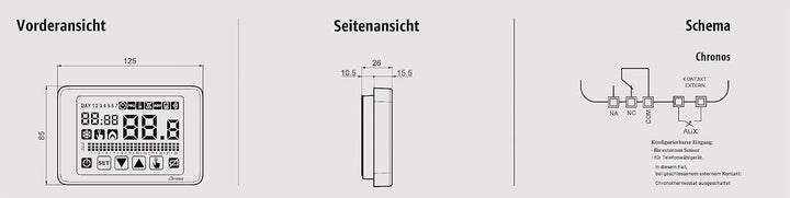 VEMER VE451100 Chronos - Digital Heizungsthermostat, Raumthermostat mit Touchscreen-LCD-Anzeige, Str