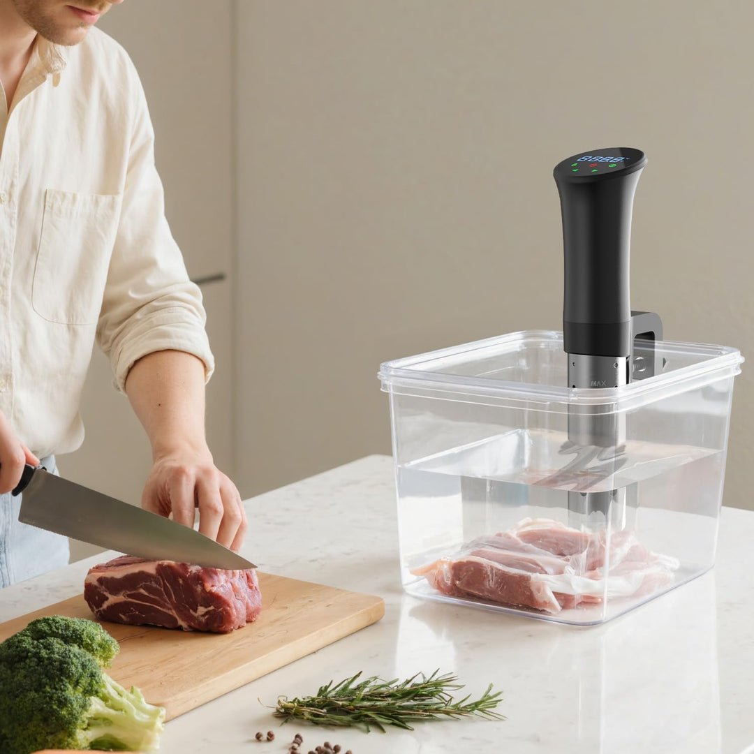 OUSFOT Sous Vide Garer, 0,1°C Präzise Temperaturregelung Sous Vide 3D-Wasserzirkulation,Geeignet für