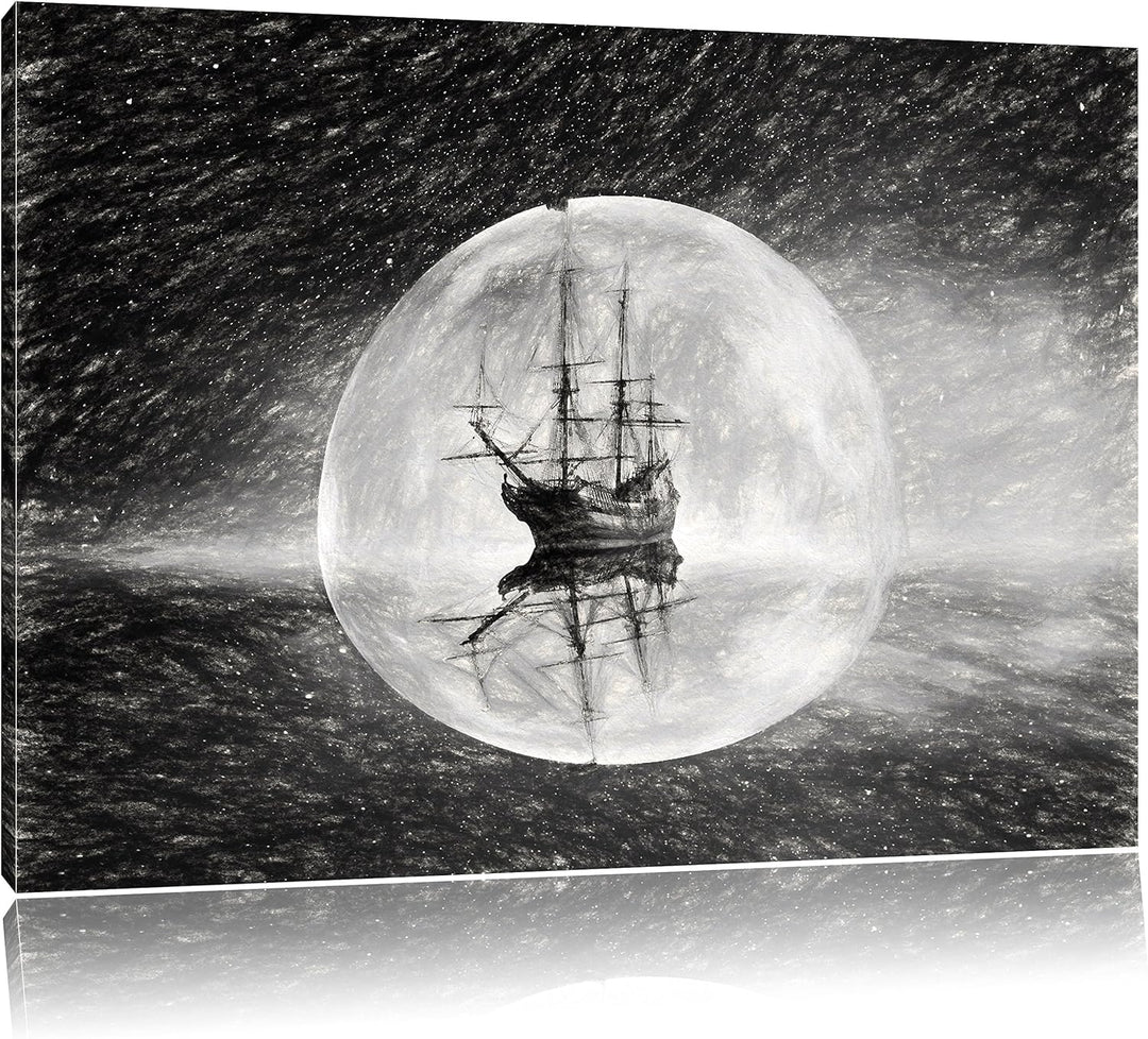 Pixxprint Geisterschiff im Weltall Kunst als Leinwandbild/Grösse: 100x70 / Wandbild/Kunstdruck/ferti