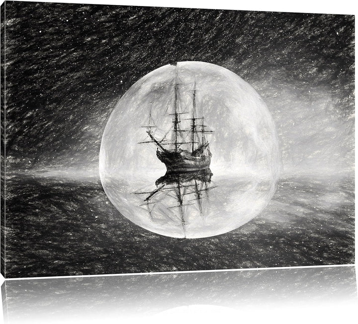 Pixxprint Geisterschiff im Weltall Kunst als Leinwandbild/Grösse: 100x70 / Wandbild/Kunstdruck/ferti