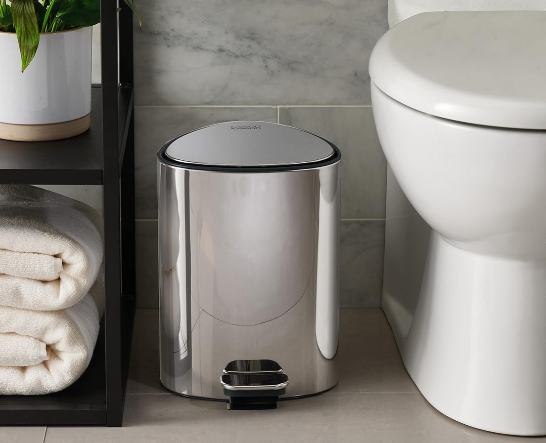 Joseph Joseph EasyStore Luxe 5l Edelstahl Treteimer mit Müllbeutel, Absenkautomatik Deckel, herausne